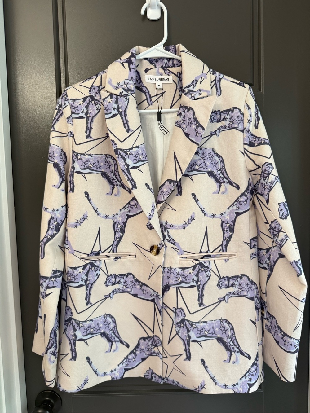 Las Surenas Cream Blazer with Lavender Leopard Print